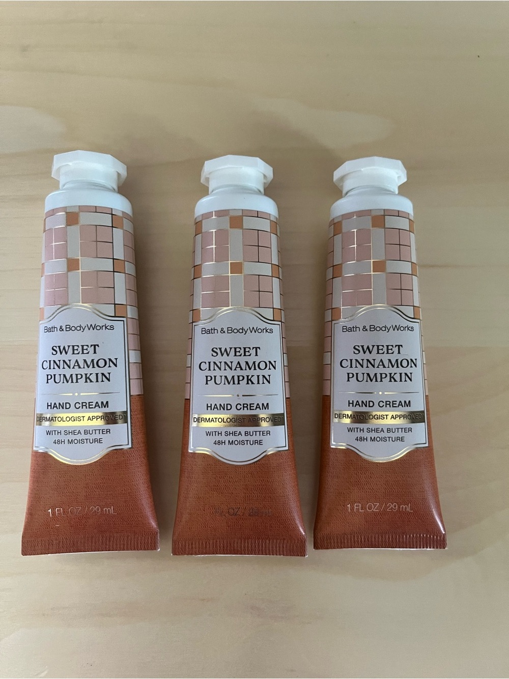 Three Bath & Body Works Sweet Cinnamon Pumpkin Hand Creams Travel Sizes